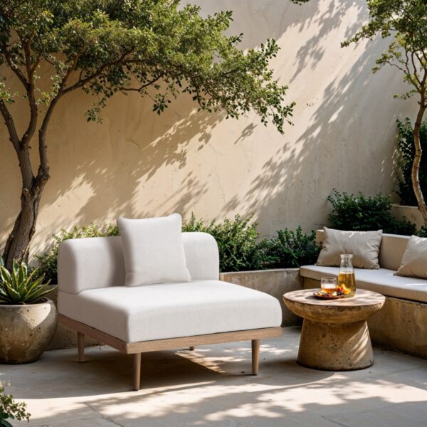 Laguna Resilient Water Resistant Fabric Upholstered Outdoor Patio Modular Armless Chair