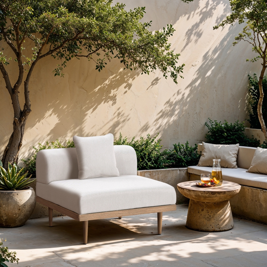 Laguna Resilient Water Resistant Fabric Upholstered Outdoor Patio Modular Armless Chair