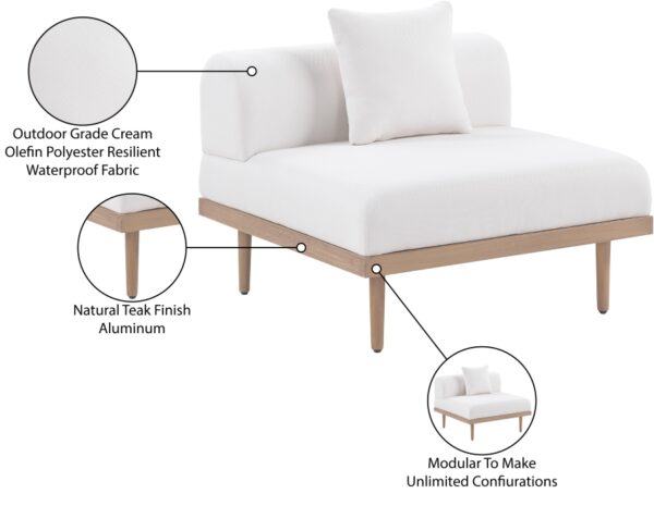 Laguna Resilient Water Resistant Fabric Upholstered Outdoor Patio Modular Armless Chair