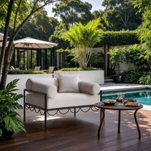 Portofino Resilient Water Repellent Fabric Upholstered Outdoor Patio Chair