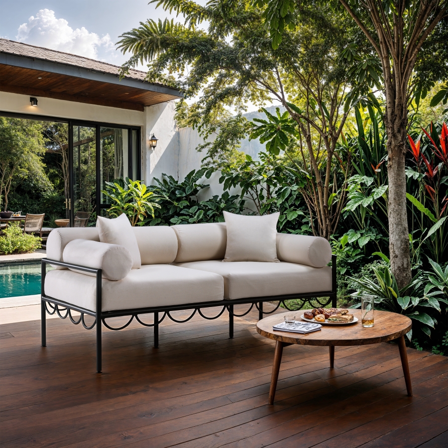 Portofino 69.75" Resilient Water Repellent Fabric Upholstered Outdoor Patio Loveseat