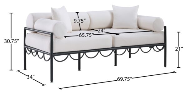 Portofino 69.75" Resilient Water Repellent Fabric Upholstered Outdoor Patio Loveseat