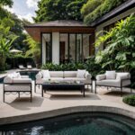 Portofino 69.75" Resilient Water Repellent Fabric Upholstered Outdoor Patio Loveseat
