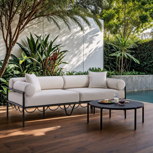 Portofino 85.75" Resilient Water Repellent Fabric Upholstered Outdoor Patio Sofa