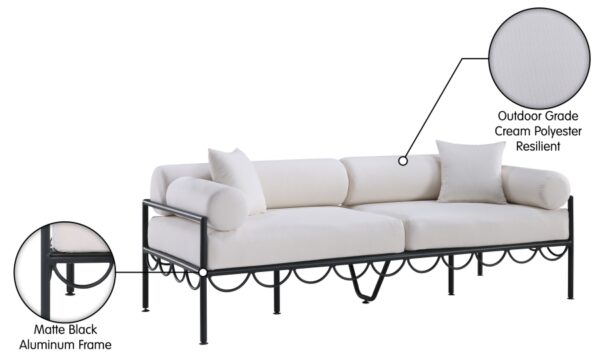 Portofino 85.75" Resilient Water Repellent Fabric Upholstered Outdoor Patio Sofa