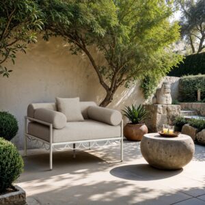 Portofino Resilient Water Repellent Fabric Upholstered Outdoor Patio Chair