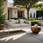 Portofino 69.75" Resilient Water Repellent Fabric Upholstered Outdoor Patio Loveseat