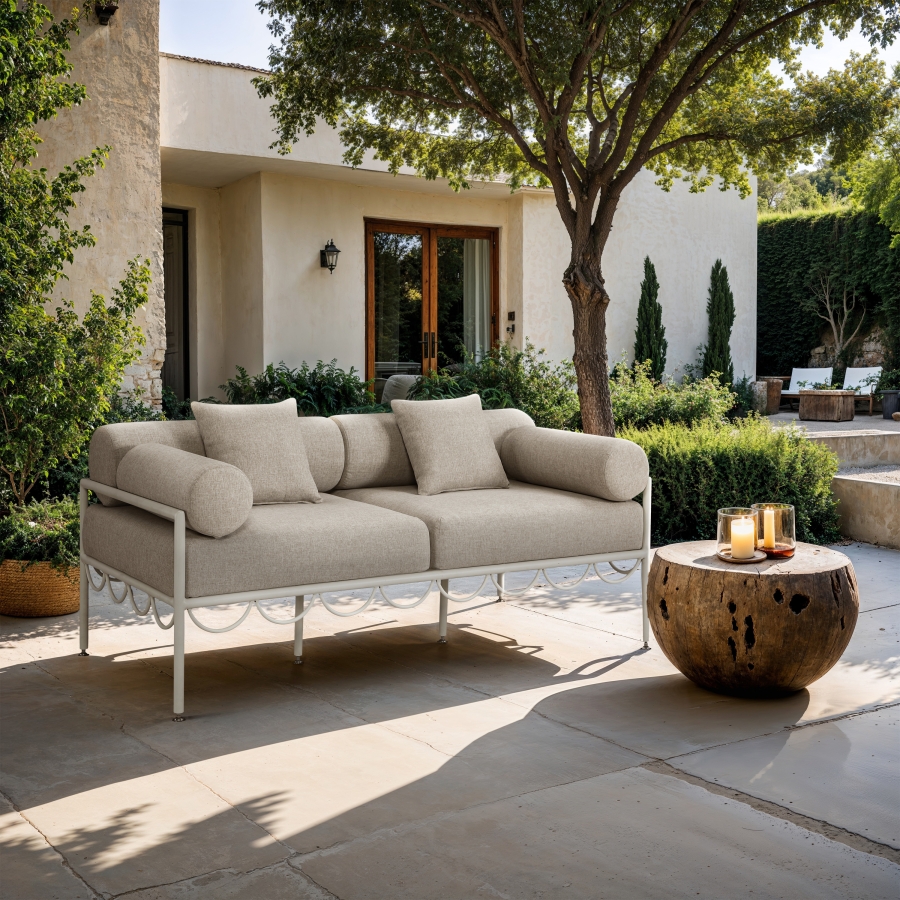 Portofino 69.75" Resilient Water Repellent Fabric Upholstered Outdoor Patio Loveseat