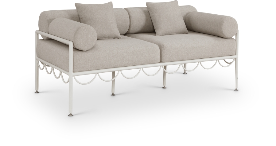 Portofino 69.75" Resilient Water Repellent Fabric Upholstered Outdoor Patio Loveseat