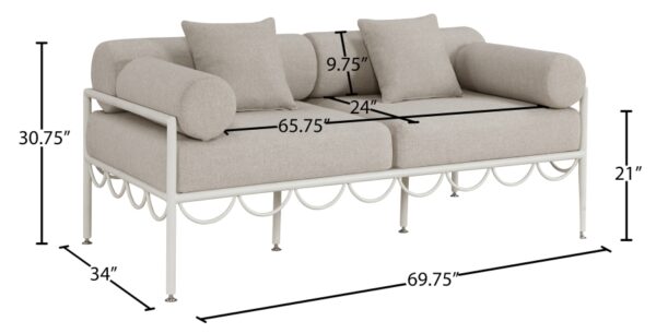 Portofino 69.75" Resilient Water Repellent Fabric Upholstered Outdoor Patio Loveseat