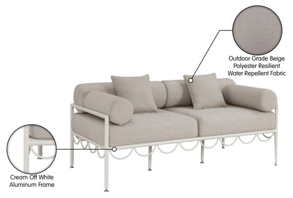 Portofino 69.75" Resilient Water Repellent Fabric Upholstered Outdoor Patio Loveseat