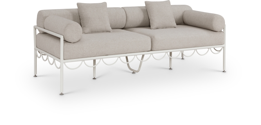 Portofino 85.75" Resilient Water Repellent Fabric Upholstered Outdoor Patio Sofa