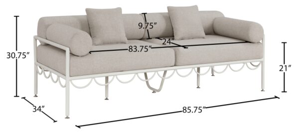 Portofino 85.75" Resilient Water Repellent Fabric Upholstered Outdoor Patio Sofa