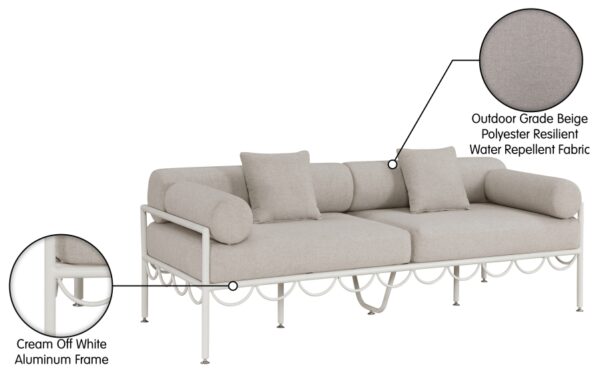 Portofino 85.75" Resilient Water Repellent Fabric Upholstered Outdoor Patio Sofa
