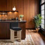 Shaw Chenille Fabric Upholstered Counter Stool