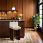 Shaw Chenille Fabric Upholstered Counter Stool