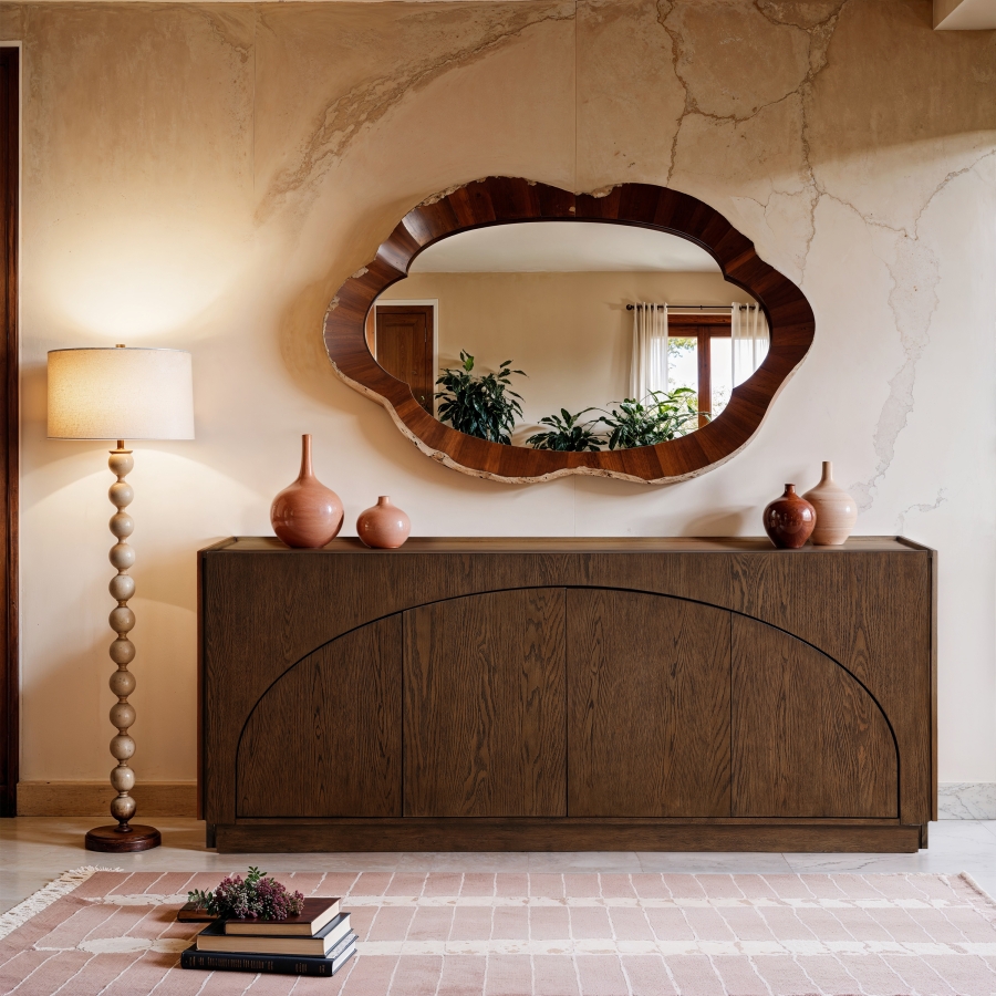 Everson Oak Veneer And Solid Wood Sideboard / Buffet