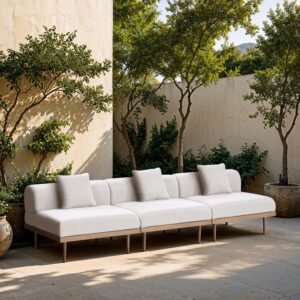 Laguna 106.5" Resilient Water Resistant Fabric Upholstered Outdoor Patio 3pc. Modular Sofa
