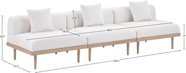 Laguna 106.5" Resilient Water Resistant Fabric Upholstered Outdoor Patio 3pc. Modular Sofa