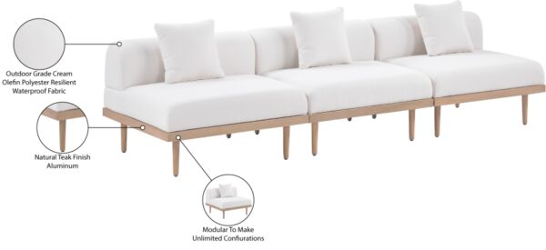 Laguna 106.5" Resilient Water Resistant Fabric Upholstered Outdoor Patio 3pc. Modular Sofa