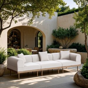 Laguna 106.5" Resilient Water Resistant Fabric Upholstered Outdoor Patio 3pc. Modular Sofa