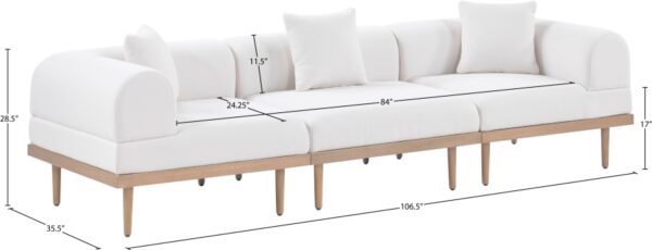 Laguna 106.5" Resilient Water Resistant Fabric Upholstered Outdoor Patio 3pc. Modular Sofa