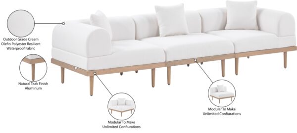 Laguna 106.5" Resilient Water Resistant Fabric Upholstered Outdoor Patio 3pc. Modular Sofa