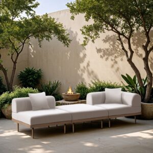 Laguna 106.5" Resilient Water Resistant Fabric Upholstered Outdoor Patio 3pc. Modular Sofa