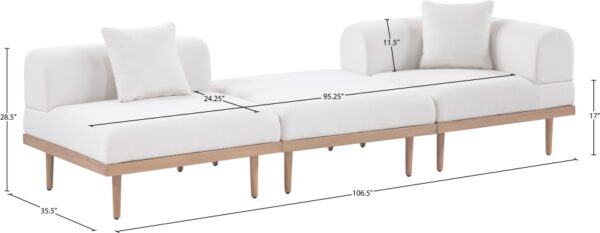 Laguna 106.5" Resilient Water Resistant Fabric Upholstered Outdoor Patio 3pc. Modular Sofa