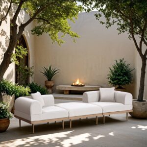 Laguna 106.5" Resilient Water Resistant Fabric Upholstered Outdoor Patio 3pc. Modular Sofa