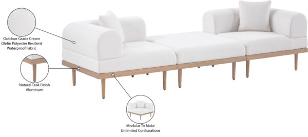 Laguna 106.5" Resilient Water Resistant Fabric Upholstered Outdoor Patio 3pc. Modular Sofa