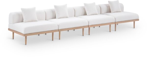 Laguna 142" Resilient Water Resistant Fabric Upholstered Outdoor Patio 4pc. Modular Sofa