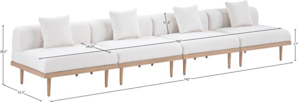 Laguna 142" Resilient Water Resistant Fabric Upholstered Outdoor Patio 4pc. Modular Sofa