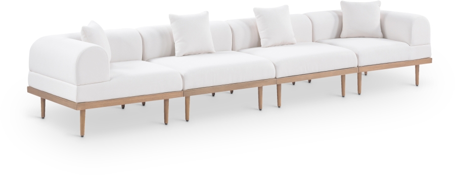 Laguna 142" Resilient Water Resistant Fabric Upholstered Outdoor Patio 4pc. Modular Sofa