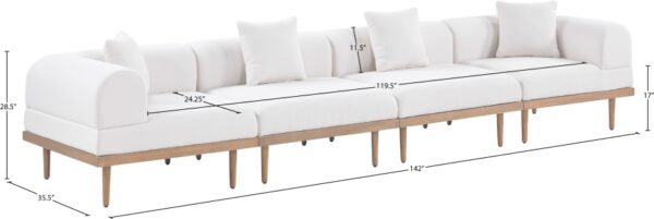 Laguna 142" Resilient Water Resistant Fabric Upholstered Outdoor Patio 4pc. Modular Sofa