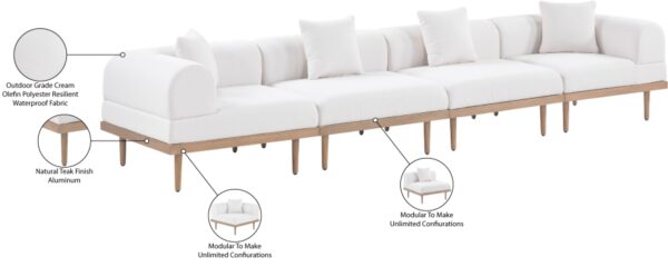 Laguna 142" Resilient Water Resistant Fabric Upholstered Outdoor Patio 4pc. Modular Sofa