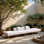 Laguna 142" Resilient Water Resistant Fabric Upholstered Outdoor Patio 4pc. Modular Sofa
