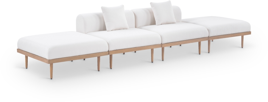 Laguna 142" Resilient Water Resistant Fabric Upholstered Outdoor Patio 4pc. Modular Sofa