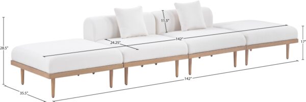 Laguna 142" Resilient Water Resistant Fabric Upholstered Outdoor Patio 4pc. Modular Sofa