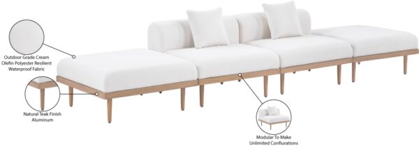 Laguna 142" Resilient Water Resistant Fabric Upholstered Outdoor Patio 4pc. Modular Sofa