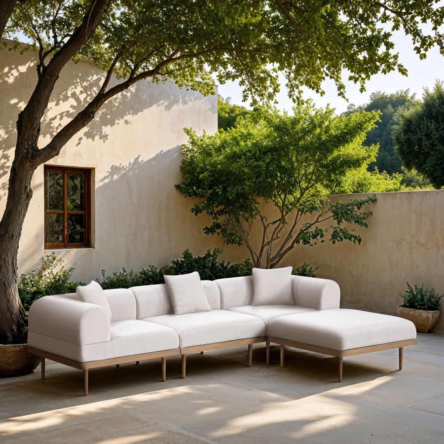 Laguna 106.5" Resilient Water Resistant Fabric Upholstered Outdoor Patio 4pc. Modular Sectional