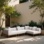 Laguna 106.5" Resilient Water Resistant Fabric Upholstered Outdoor Patio 4pc. Modular Sectional