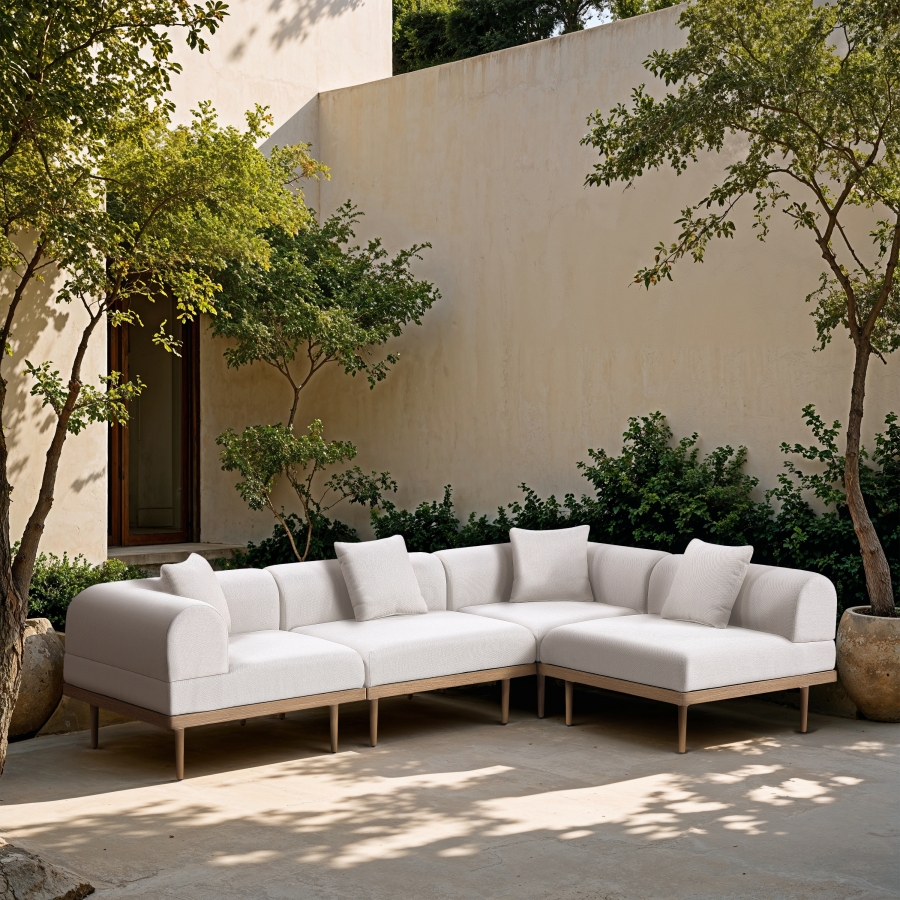 Laguna 106.5" Resilient Water Resistant Fabric Upholstered Outdoor Patio 4pc. Modular Sectional