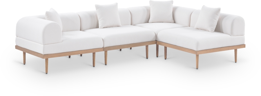 Laguna 106.5" Resilient Water Resistant Fabric Upholstered Outdoor Patio 4pc. Modular Sectional