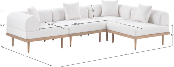 Laguna 106.5" Resilient Water Resistant Fabric Upholstered Outdoor Patio 4pc. Modular Sectional