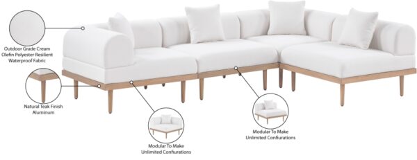 Laguna 106.5" Resilient Water Resistant Fabric Upholstered Outdoor Patio 4pc. Modular Sectional
