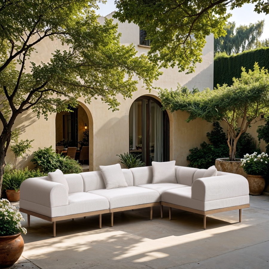 Laguna 106.5" Resilient Water Resistant Fabric Upholstered Outdoor Patio 4pc. Modular Sectional
