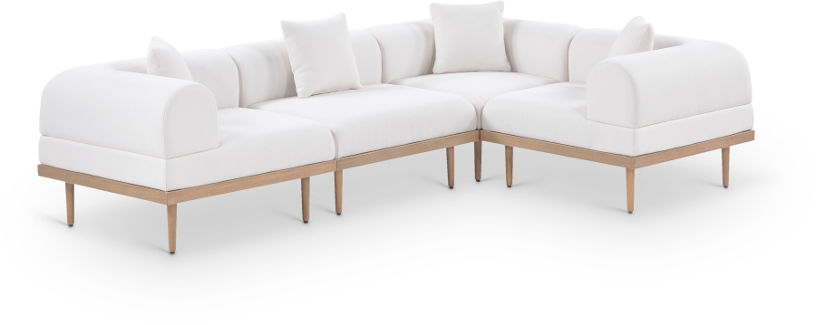Laguna 106.5" Resilient Water Resistant Fabric Upholstered Outdoor Patio 4pc. Modular Sectional
