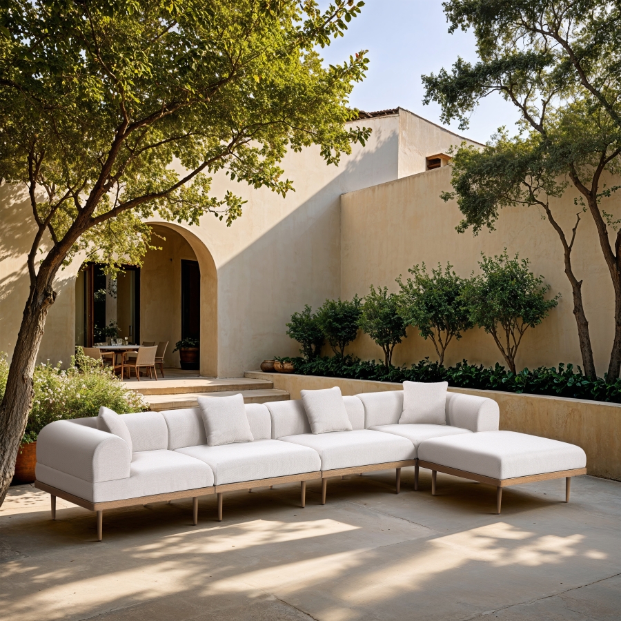Laguna 142" Resilient Water Resistant Fabric Upholstered Outdoor Patio 5pc. Modular Sectional
