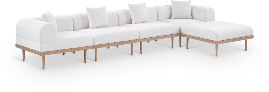 Laguna 142" Resilient Water Resistant Fabric Upholstered Outdoor Patio 5pc. Modular Sectional